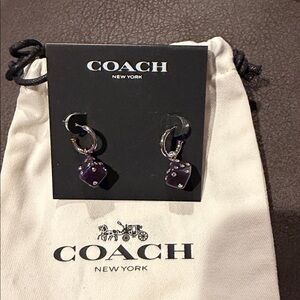 Coach Dark Purple Hoop Earrings